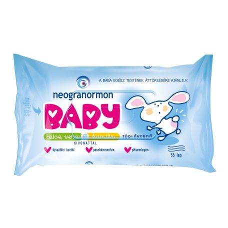 Neogranormon Baby törlőkendő  55 lap Aloe-Kamilla